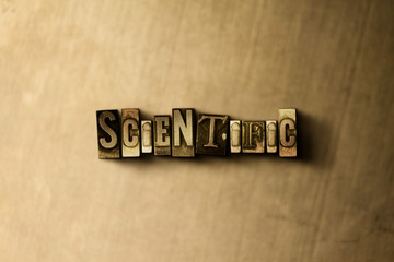 SCIENTIFIC - close-up of grungy vintage typeset word on metal backdrop. Royalty free stock illustration.  Can be used for online banner ads and direct mail.
