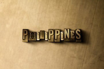 PHILIPPINES - close-up of grungy vintage typeset word on metal backdrop. Royalty free stock illustration.  Can be used for online banner ads and direct mail.