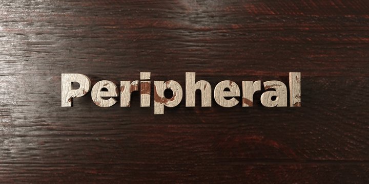 Peripheral - grungy wooden headline on Maple  - 3D rendered royalty free stock image. This image can be used for an online website banner ad or a print postcard.