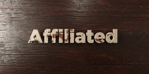 Affiliated - grungy wooden headline on Maple  - 3D rendered royalty free stock image. This image can be used for an online website banner ad or a print postcard.