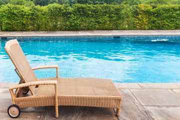 the sun lounger by the pool