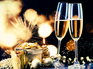 toasting with champagne glasses