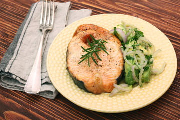Grilled Salmon with Avocado Salsa. Delicious healthy eating.