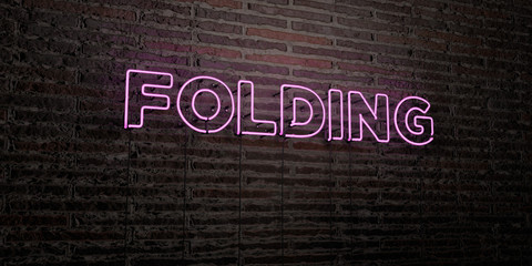 FOLDING -Realistic Neon Sign on Brick Wall background - 3D rendered royalty free stock image. Can be used for online banner ads and direct mailers..