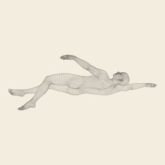 Naklejka premium 3D Swimming Man. Vector Image of a Swimmer.