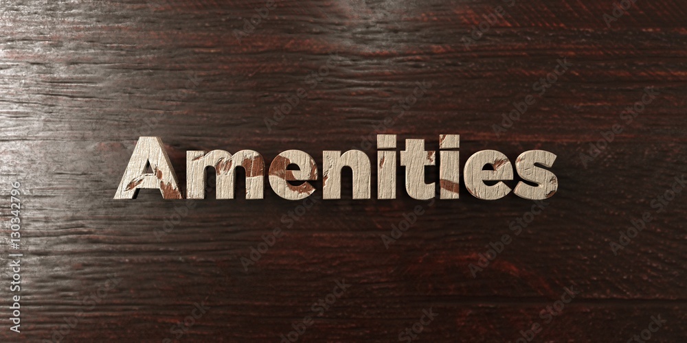 Fototapete amenities - grungy wooden headline on maple - 3d rendered royalty free stock image. this image can b