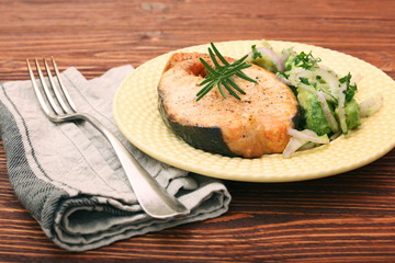 Grilled Salmon with Avocado Salsa. Delicious healthy eating.