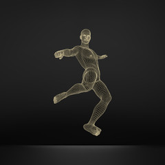 Fototapeta na wymiar Football player. Sports concept. 3D Human Body. Sport Symbol.