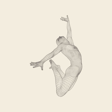 Gymnast. 3D Model of Man. Vector Illustration.