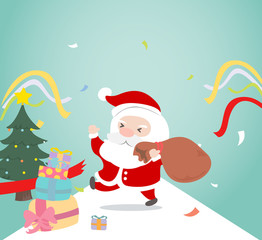 Santa claus with gift box.