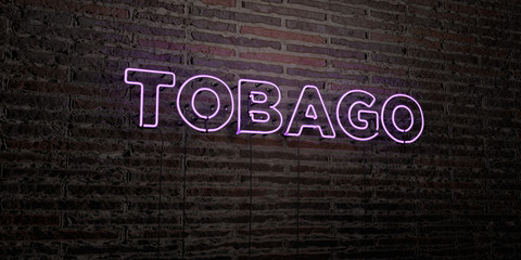 TOBAGO -Realistic Neon Sign on Brick Wall background - 3D rendered royalty free stock image. Can be used for online banner ads and direct mailers..