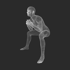 Fototapeta premium Man in a Thinker Pose. 3D Model of Man.