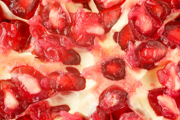 Macro shot of a sliced pomegranate