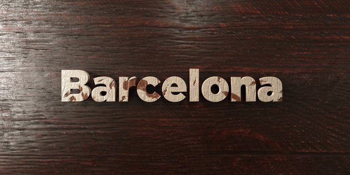 Barcelona - grungy wooden headline on Maple  - 3D rendered royalty free stock image. This image can be used for an online website banner ad or a print postcard.