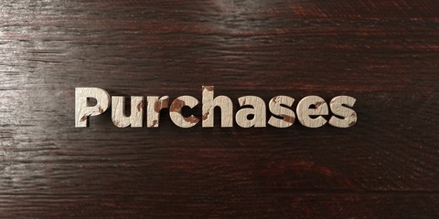 Purchases - grungy wooden headline on Maple  - 3D rendered royalty free stock image. This image can be used for an online website banner ad or a print postcard.