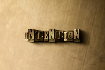 Naklejka premium INTENTION - close-up of grungy vintage typeset word on metal backdrop. Royalty free stock illustration. Can be used for online banner ads and direct mail.