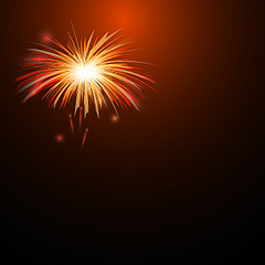 Fototapeta premium Illustration vector of gold fireworks on dark night background