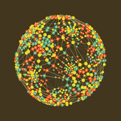 Connection Structure. Globe Grid. Sphere Illustration.