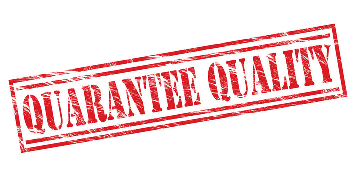 quarantee quality red stamp on white background