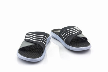 Sandals shoes. Black color flip flops.