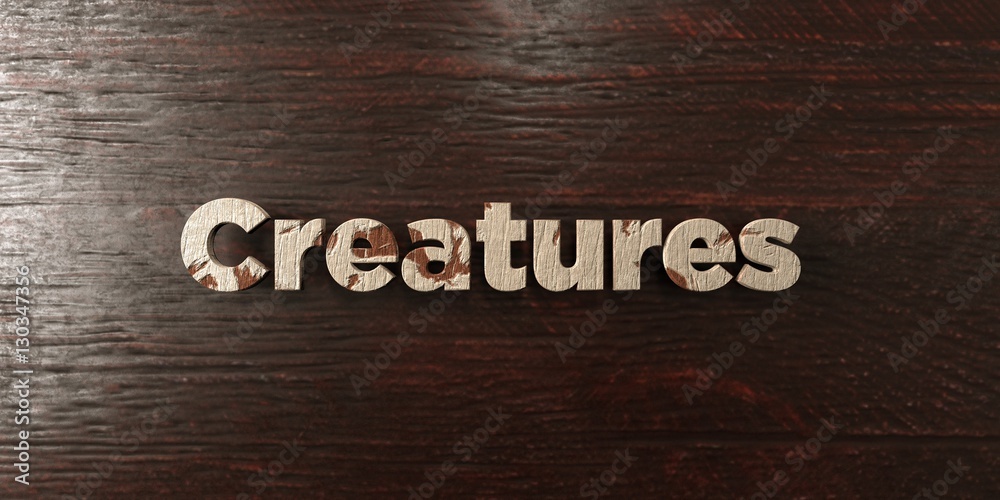Fototapete creatures - grungy wooden headline on maple - 3d rendered royalty free stock image. this image can b