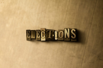 ELECTIONS - close-up of grungy vintage typeset word on metal backdrop. Royalty free stock illustration.  Can be used for online banner ads and direct mail.