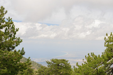 view from the high mountains of Troodos on the Mediterranean Sea