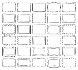 Simple doodle, sketch square vector frames