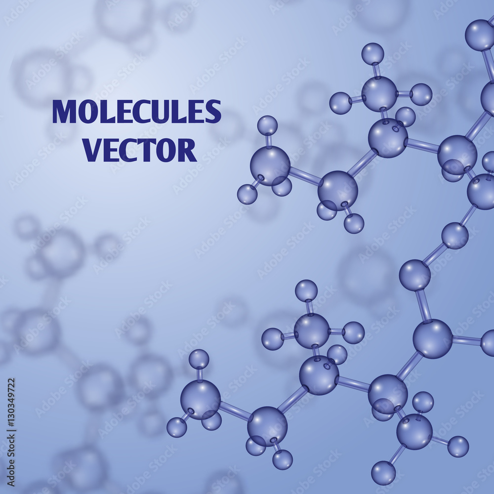 Wall mural Chemical vector nanotechnology background with 3d macro molecules