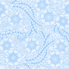 Seamless ornamental pattern with stylized with abstract flowers and tribal paisley. Ethnic floral design template can be used for wallpaper, pattern fills, textile, fabric, wrapping, surface textures