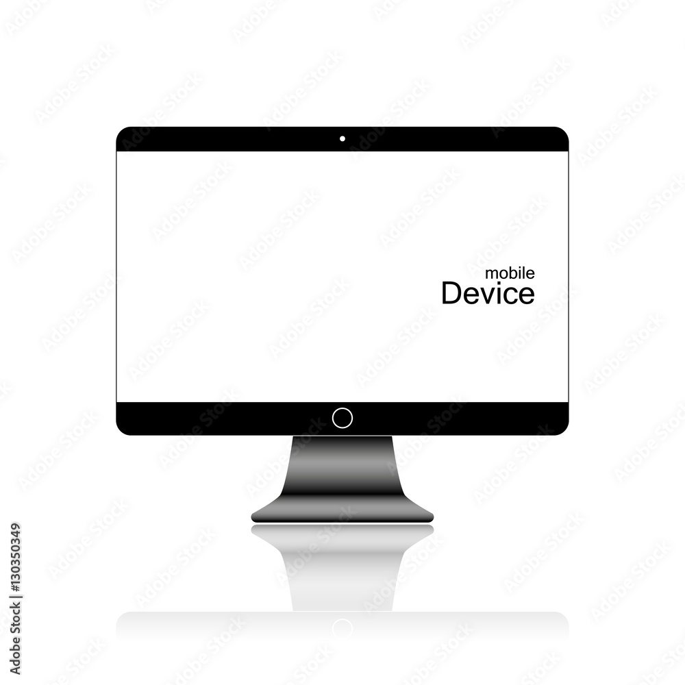 Wall mural computer monitor on a white background with shadow. blank screen