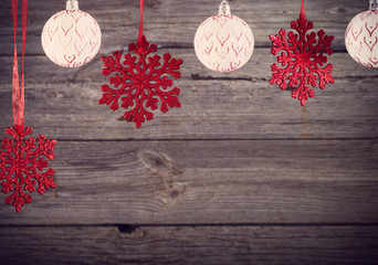 snowflakes on wooden background