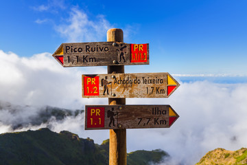 Signboard Pico Ruivo in Madeira Portugal