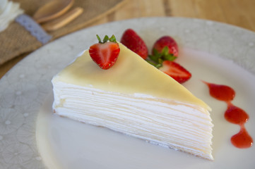 crepes cake with strawberry homemade