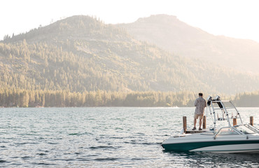 Man standing on a boat