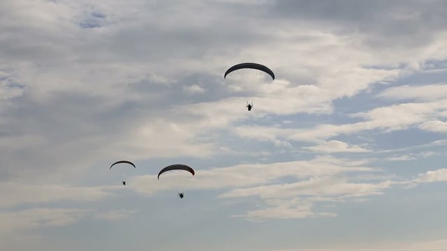 Paramotor flying in the sky