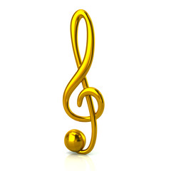 Obraz premium 3d illustration of golden music treble clef