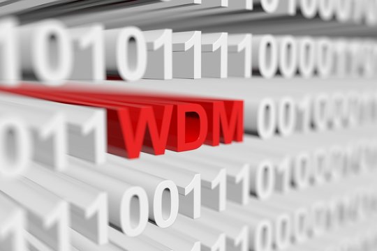 WDM as a binary code with blurred background 3D illustration