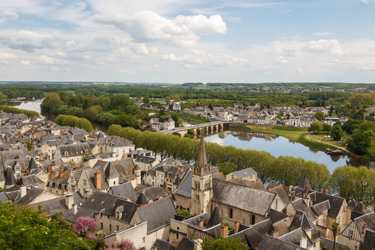 A view over old town of Chinon, Loire Valley, France