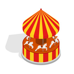 Carousel Isometric View. Vector