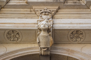 Detail of the building in the old town of Piran, Slovenia