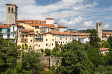 Fototapeta na wymiar A view over facades of Cividale del Friuli medieval town, Italy