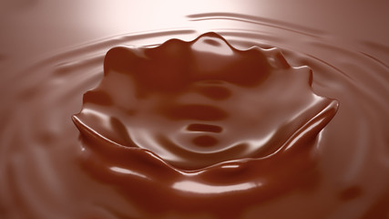 Tasty, sweet chocolate splash isolated. 3d illustration, 3d rend