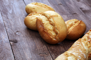 Homemade bread loaf on rustic dark background