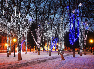 Holiday decorations of Kaluga. Russia