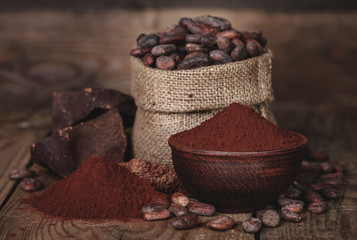 Cocoa powder in the bowl, chocolate