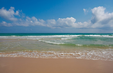Fototapeta na wymiar Coastline at empty sea and beach background