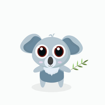 Vector illustration of cute little cartoon koala.
