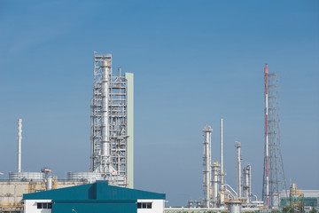 Oil refinery industrial plant with sky
