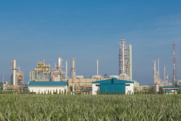 Oil refinery industrial plant with sky